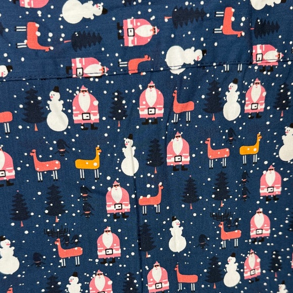 Rugby Men's Navy Blue Christmas Snowman Santa Reindeer Patterned Shirt Size L - Picture 8 of 8